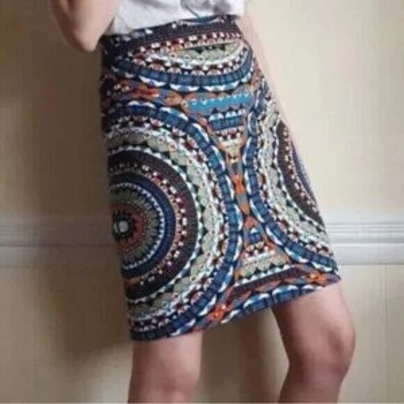 Anthropologie Tabitha Skirt Olmeda Pencil Straight Mosaic Lined - Picture 1 of 7